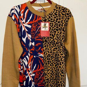 Cheetah Print Floral Crewneck Sweatshirt Cotton